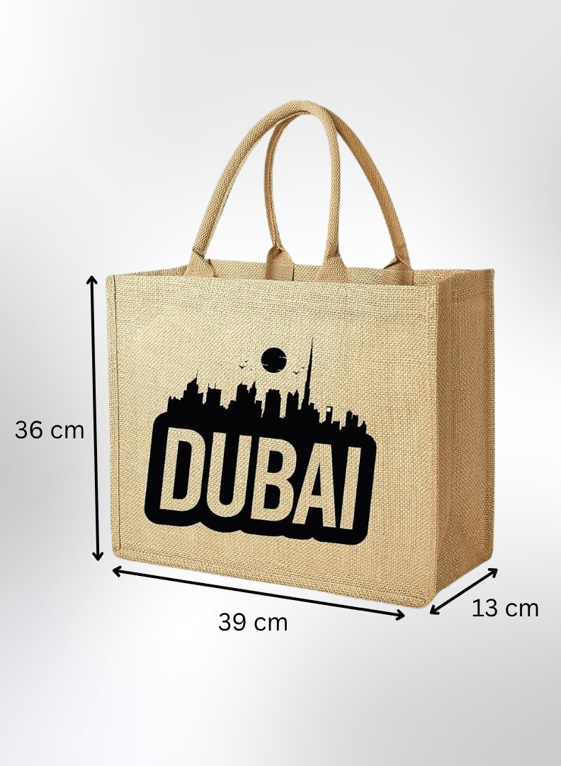 3 Dubai Souvenir Jute Bag – EcoChic Tote Bags | Pack of 12 | Durable, Stylish & Reusable