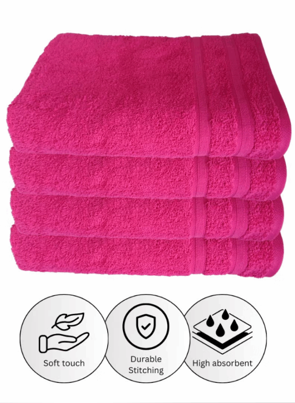 4 Pieces Luxury Pink Bath Towel Set 70X150cm 630 GSM Premium Cotton Ultra Soft and Highly Absorbent Expertly Woven for Durability Hotel And Spa Quality Towels