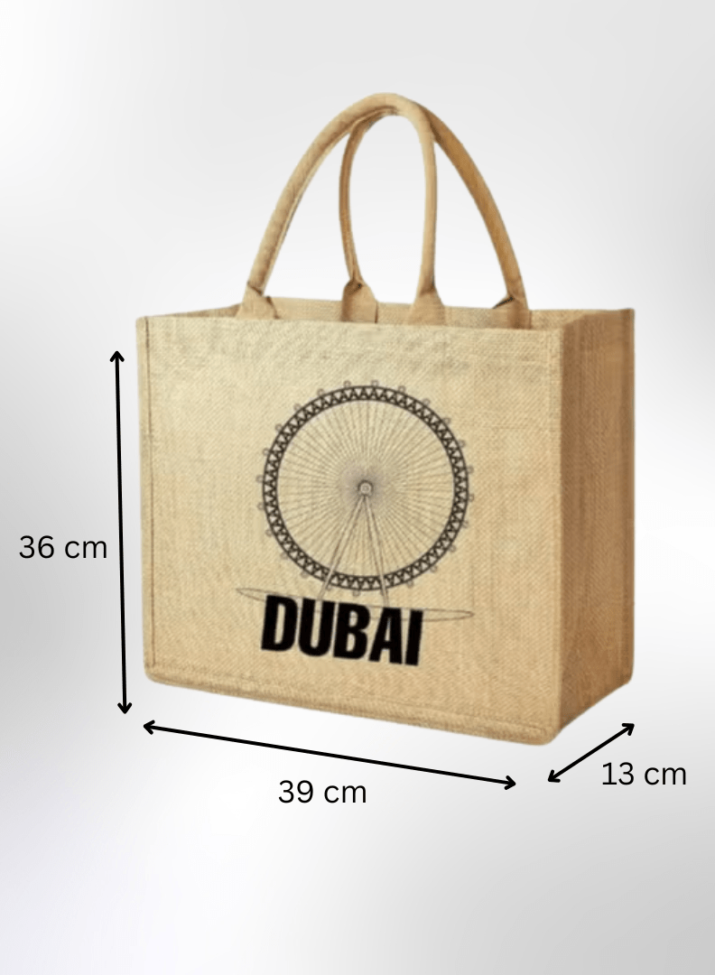 3 Dubai Souvenir Jute Bag – EcoChic Tote Bags | Pack of 6 | Durable, Stylish & Reusable