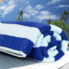 2pcs Luxury Oversized Beach Towel Set Pack of 2 90x180cm Extra Large Premium Cotton 550 GSM Ultra Soft and Highly Absorbent Pool Cabana Stripe Hotel And Spa Quality Towels Blue and White Stripe.