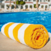 4 Pcs Luxury Oversized Beach Towel Set Pack of 4 90x180cm Extra Large Premium Cotton 600 GSM Ultra Soft and Highly Absorbent Pool Cabana Stripe Hotel And Spa Quality Towels Yellow and White Stripe