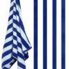 4pcs Luxury Oversized Beach Towel Set Pack of 4 90x180cm Extra Large Premium Cotton 550 GSM Ultra Soft and Highly Absorbent Pool Cabana Stripe Hotel And Spa Quality Towels Blue and White Stripe.