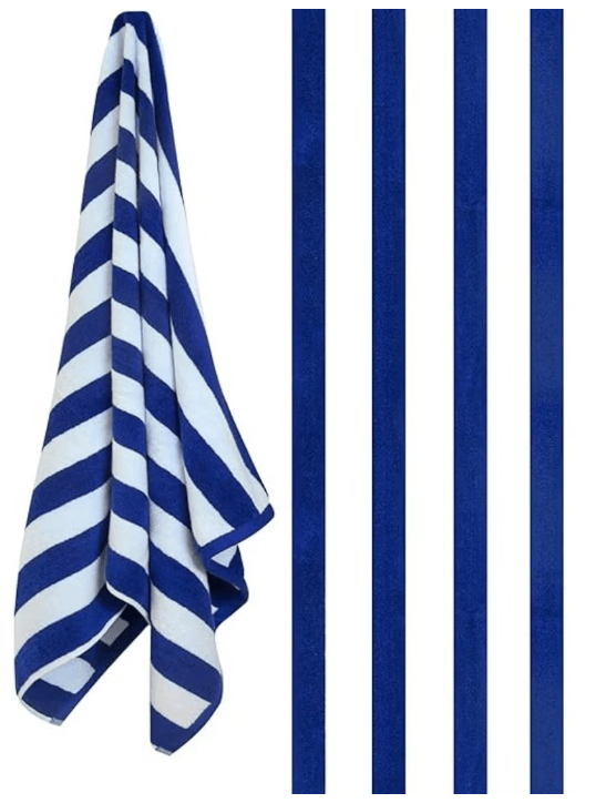 4pcs Luxury Oversized Beach Towel Set Pack of 4 90x180cm Extra Large Premium Cotton 550 GSM Ultra Soft and Highly Absorbent Pool Cabana Stripe Hotel And Spa Quality Towels Blue and White Stripe.