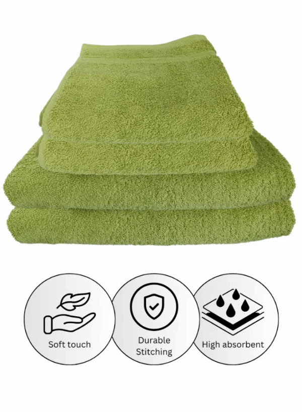 4 Pieces Luxury Towel Set Premium Cotton 630 GSM Ultra Soft and Highly Absorbent Expertly Woven for Durability Hotel And Spa Quality Towels 2 Bath Towel 70X150 2 Hand Towel 50X80cm Green