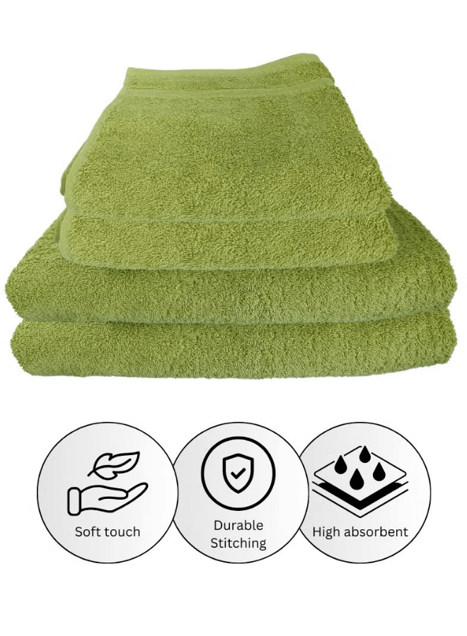 4 4 Pieces Luxury Towel Set Premium Cotton 630 GSM Ultra Soft and Highly Absorbent Expertly Woven for Durability Hotel And Spa Quality Towels 2 Bath Towel 70X150 2 Hand Towel 50X80cm Green