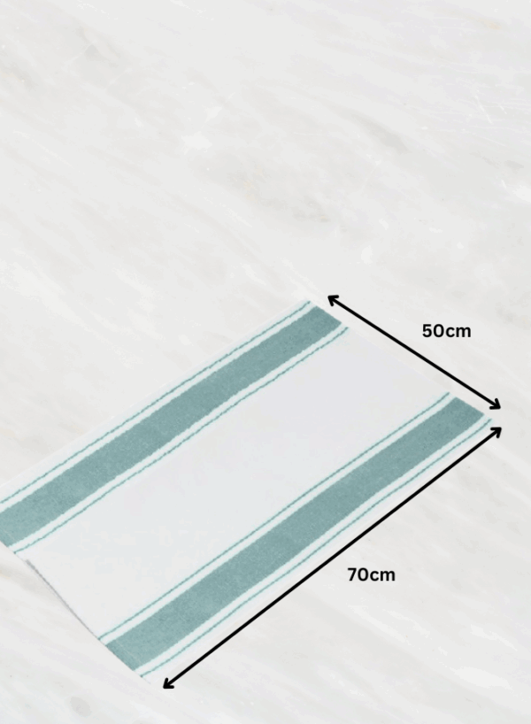 Soft Linen Wiping Cloth, White with Green stripe (50x70 cm) | pack of (number) Pack of 24