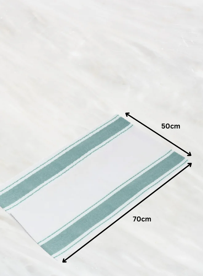 4 Soft Linen Wiping Cloth, White with Green stripe (50x70 cm) | pack of (number) Pack of 12