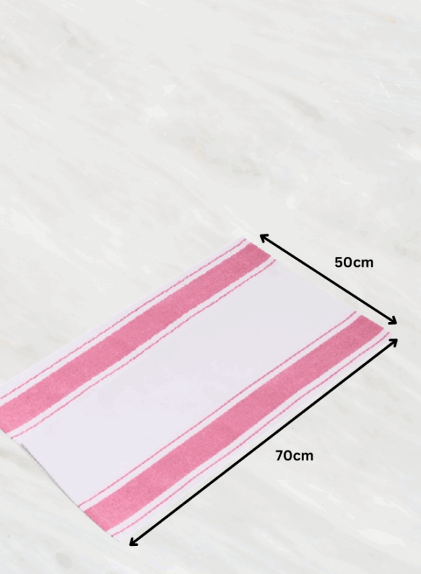 Soft Linen Wiping Cloth, White with Pink stripe (50x70 cm) | Pack of 12