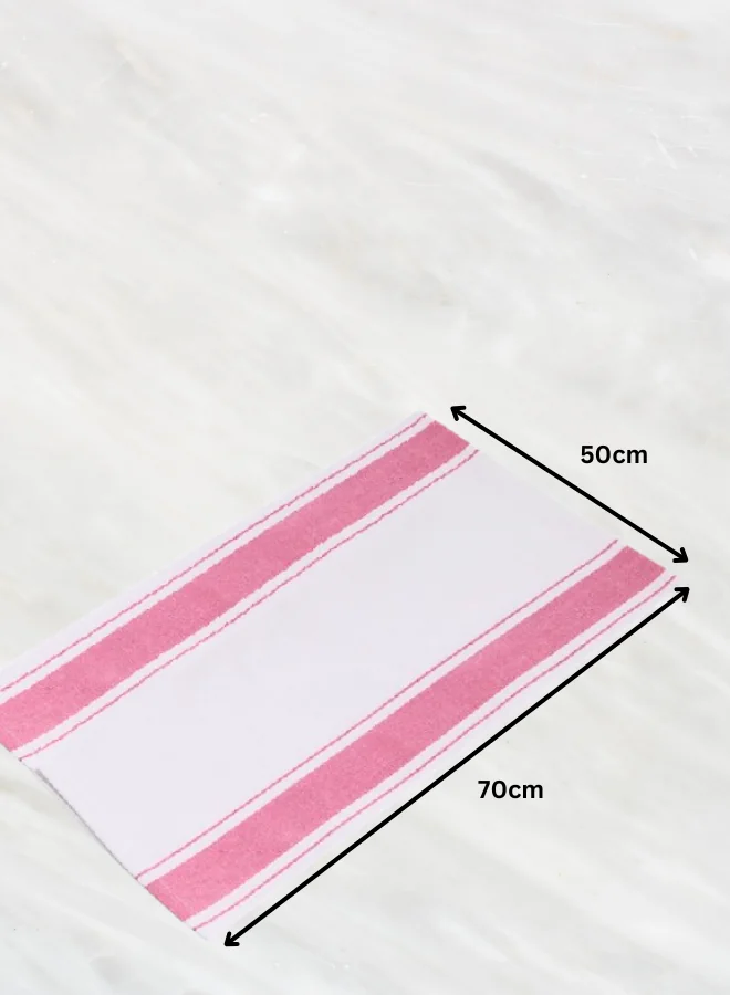Soft Linen Wiping Cloth, White with Pink stripe (50x70 cm) | Pack of 12