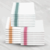 Soft Linen Wiping Cloth, White with Pink, Yellow and Green stripe (50x70 cm) | Pack of 24