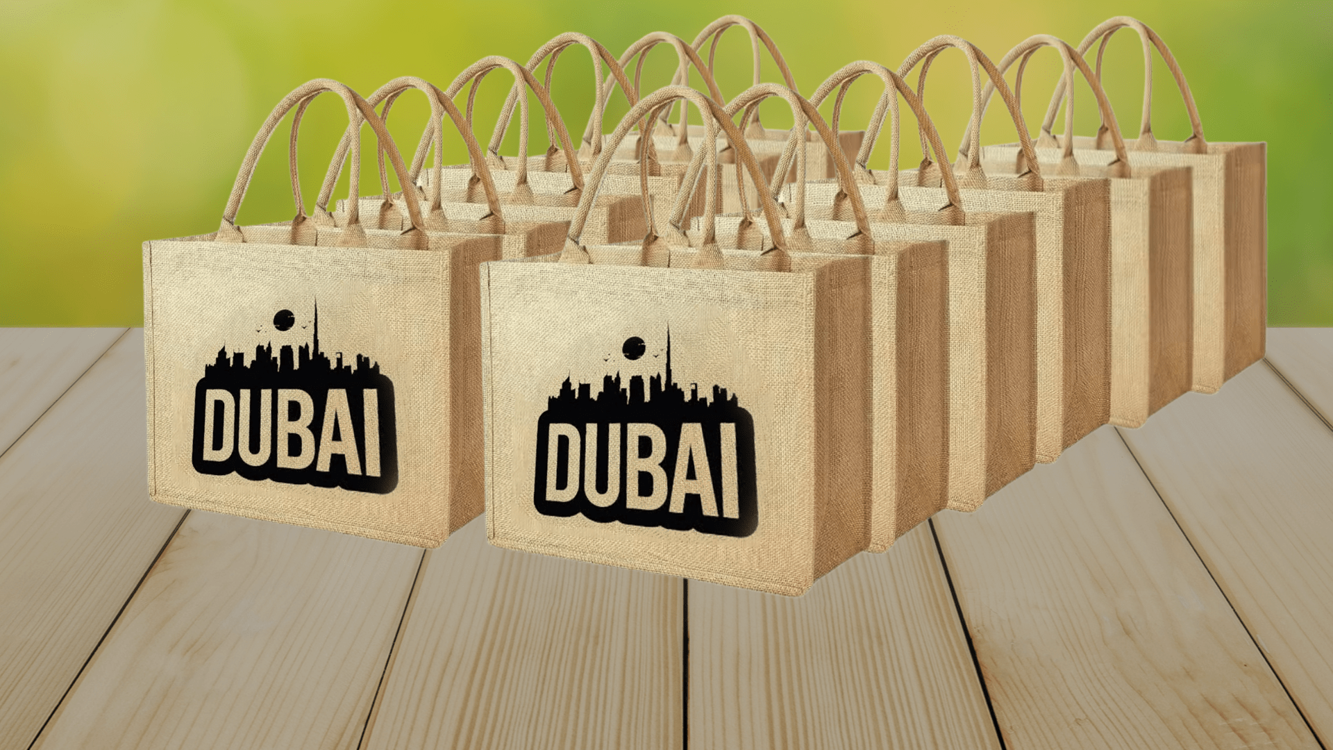 Dubai Souvenir Jute Bag – EcoChic Tote Bags | Pack of 12 | Durable, Stylish & Reusable