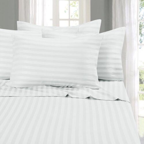 Luxurious Stripe Duvet Cover Set | 3 pc White Bedding Set 1 Duvet Cover 0.5cm Stripe 230x220cm 2 Pillowcases 60x90+15cm photo review