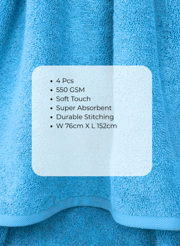 Pearl Coast Luxury Bath Towel Set (Pack of 4) – Premium 100% Cotton, 630 GSM – Ultra Soft, Highly Absorbent Hotel & Spa Quality Towels