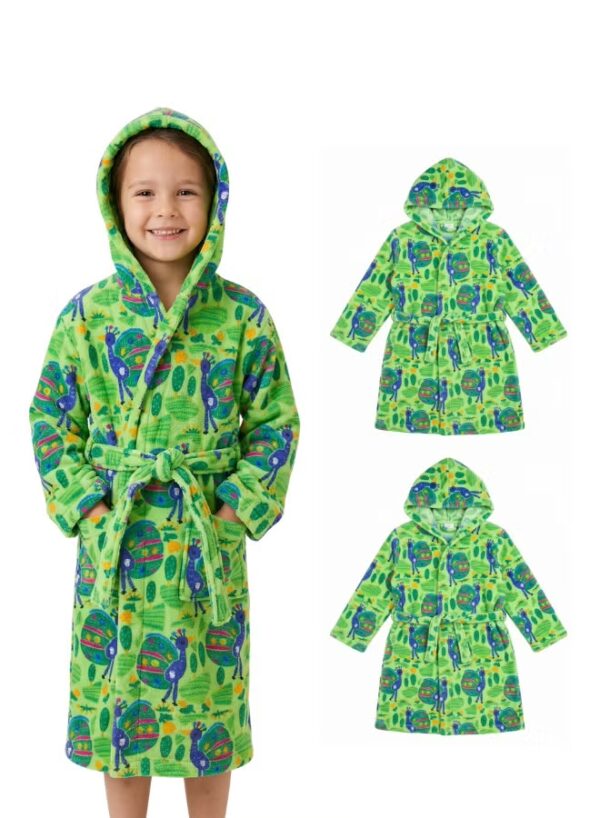 Kids Hooded Bathrobe Pack of 2– Quick Dry Microfiber Beach & Bath Robe for Boys & Girls, Soft Absorbent Swim Cover Up, Lightweight Pool & Home Use