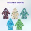 Kids Hooded Bathrobe Pack of 2– Quick Dry Microfiber Beach & Bath Robe for Boys & Girls, Soft Absorbent Swim Cover Up, Lightweight Pool & Home Use