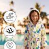 Kids Hooded Bathrobe Pack of 2– Quick Dry Microfiber Beach & Bath Robe for Boys & Girls, Soft Absorbent Swim Cover Up, Lightweight Pool & Home Use