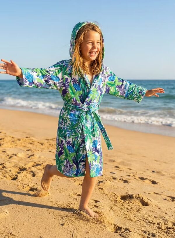 Kids Hooded Bathrobe Pack of 2– Quick Dry Microfiber Beach & Bath Robe for Boys & Girls, Soft Absorbent Swim Cover Up, Lightweight Pool & Home Use