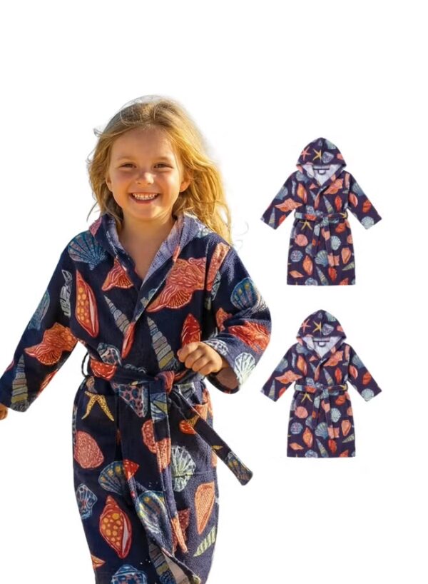 Kids Hooded Bathrobe Pack of 2– Quick Dry Microfiber Beach & Bath Robe for Boys & Girls, Soft Absorbent Swim Cover Up, Lightweight Pool & Home Use