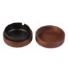 Hotel Quality Wooden Ashtray with Lid | 10x10x4.5cm | Stainless Steel | Easy to Clean | For Indoor or Outdoor Use