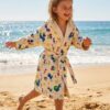Kids Hooded Bathrobe Pack of 2– Quick Dry Microfiber Beach & Bath Robe for Boys & Girls, Soft Absorbent Swim Cover Up, Lightweight Pool & Home Use