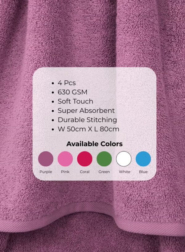 Pearl Coast Luxury Hand Towel Set (Pack of 4) – 50x80cm Premium 100% Cotton, 630 GSM – Ultra Soft, Highly Absorbent Hotel & Spa Quality Towels