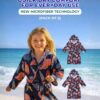 Kids Hooded Bathrobe Pack of 2– Quick Dry Microfiber Beach & Bath Robe for Boys & Girls, Soft Absorbent Swim Cover Up, Lightweight Pool & Home Use