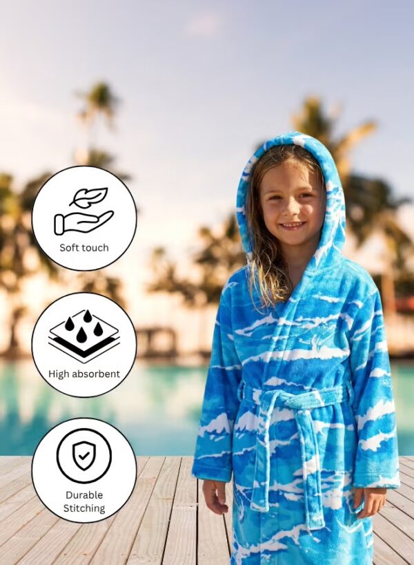 Kids Hooded Bathrobe Pack of 2– Quick Dry Microfiber Beach & Bath Robe for Boys & Girls, Soft Absorbent Swim Cover Up, Lightweight Pool & Home Use