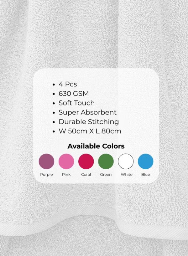Pearl Coast Luxury Hand Towel Set (Pack of 4) – 50x80cm Premium 100% Cotton, 630 GSM – Ultra Soft, Highly Absorbent Hotel & Spa Quality Towels