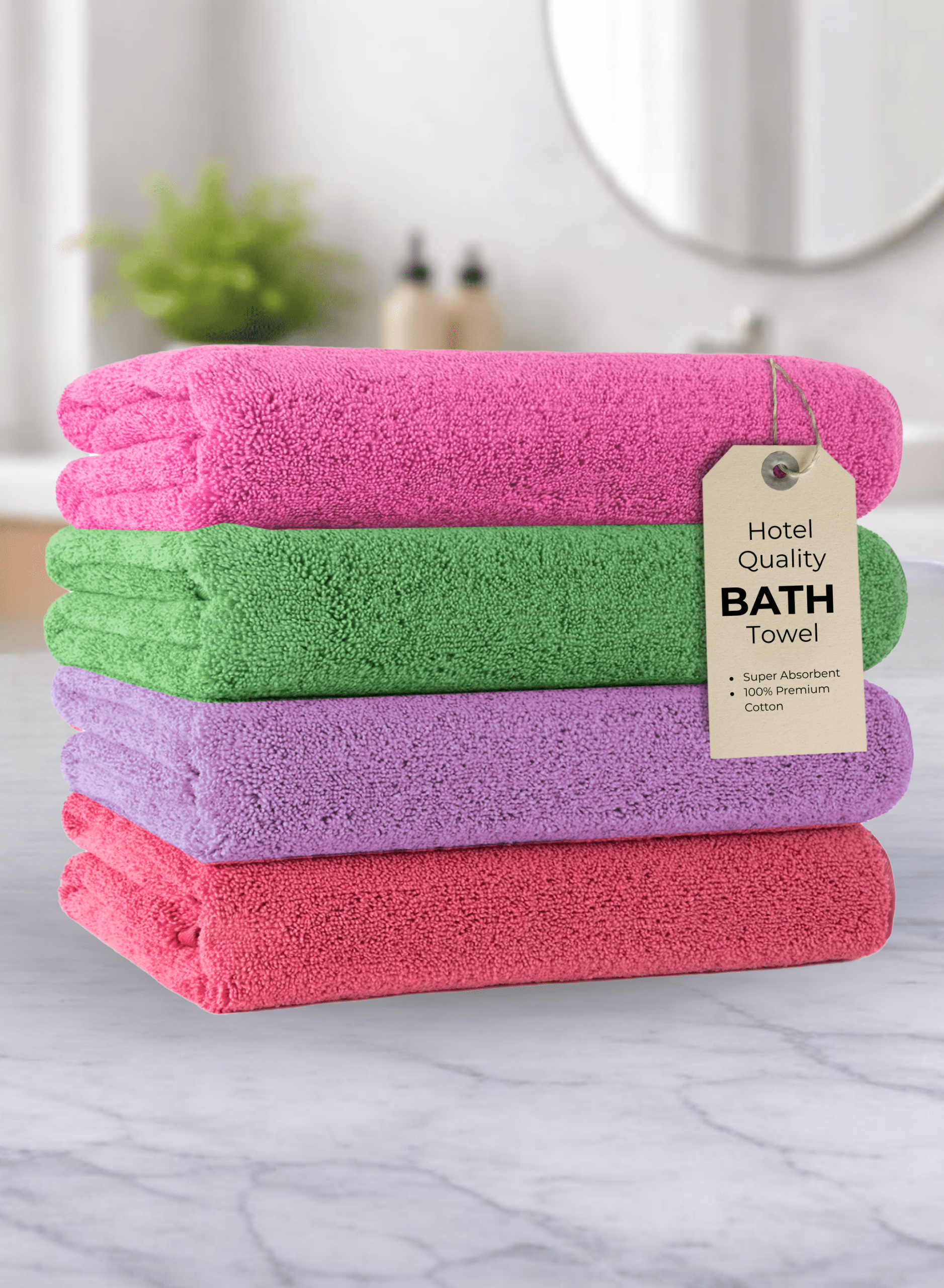 Pearl Coast Luxury Bath Towel Set (Pack of 4) – Premium 100% Cotton, 630 GSM – Ultra Soft, Highly Absorbent Hotel & Spa Quality Towels
