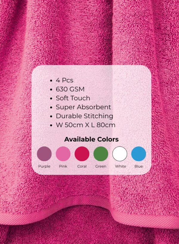 Pearl Coast Luxury Hand Towel Set (Pack of 4) – 50x80cm Premium 100% Cotton, 630 GSM – Ultra Soft, Highly Absorbent Hotel & Spa Quality Towels