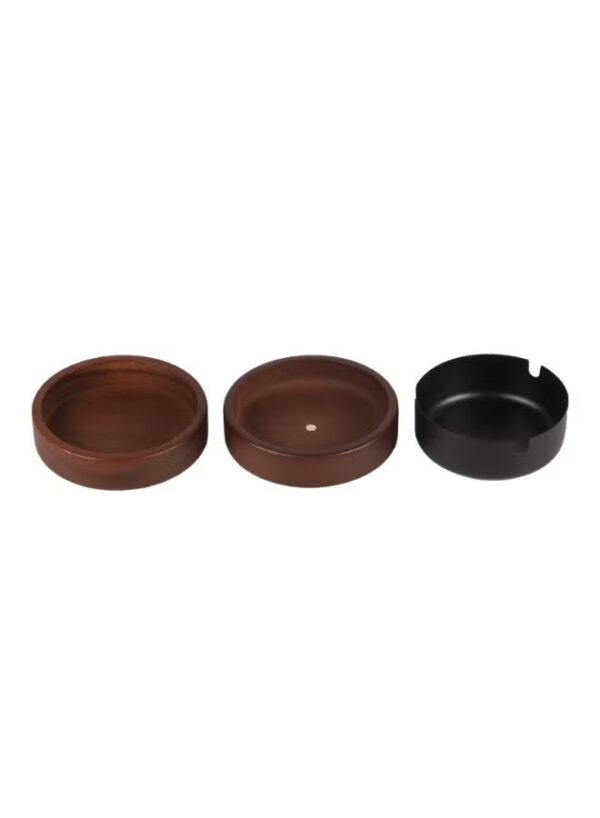 Hotel Quality Wooden Ashtray with Lid | 10x10x4.5cm | Stainless Steel | Easy to Clean | For Indoor or Outdoor Use