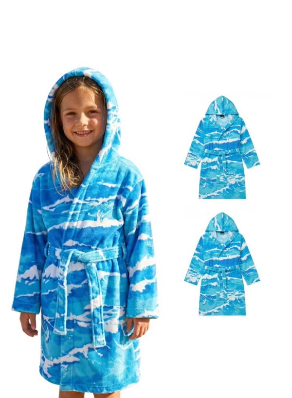 Kids Hooded Bathrobe Pack of 2– Quick Dry Microfiber Beach & Bath Robe for Boys & Girls, Soft Absorbent Swim Cover Up, Lightweight Pool & Home Use