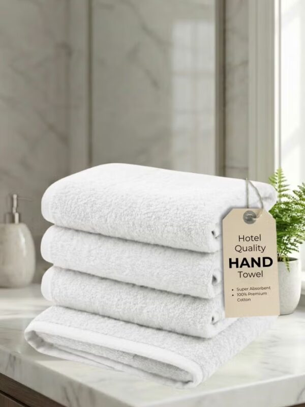 Pearl Coast Luxury Hand Towel Set (Pack of 4) – 50x80cm Premium 100% Cotton, 630 GSM – Ultra Soft, Highly Absorbent Hotel & Spa Quality Towels