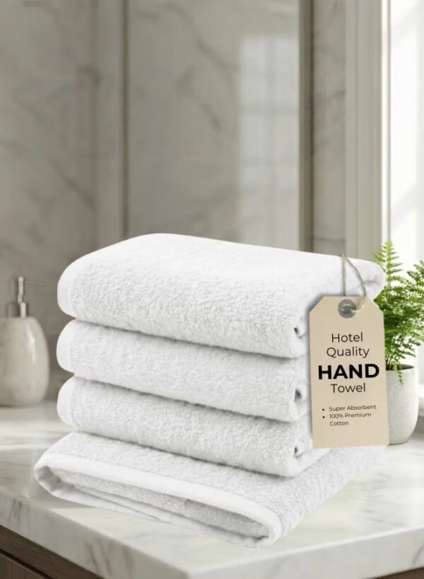 Pearl Coast Luxury Hand Towel Set (Pack of 4) – 50x80cm Premium 100% Cotton, 630 GSM – Ultra Soft, Highly Absorbent Hotel & Spa Quality Towels