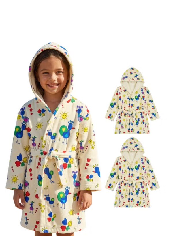 Kids Hooded Bathrobe Pack of 2– Quick Dry Microfiber Beach & Bath Robe for Boys & Girls, Soft Absorbent Swim Cover Up, Lightweight Pool & Home Use