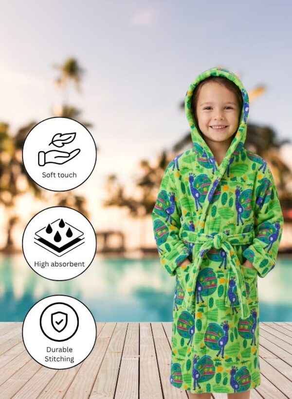 Kids Hooded Bathrobe Pack of 2– Quick Dry Microfiber Beach & Bath Robe for Boys & Girls, Soft Absorbent Swim Cover Up, Lightweight Pool & Home Use